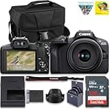 Canon EOS R100 Mirrorless Camera, RF Mount, 24.1 MP, DIGIC 8 Image Processor, Eye Detection AF, 4K, Lightweight, Content Creation with 128GB Card, Bag, PC Software, Starter Kit