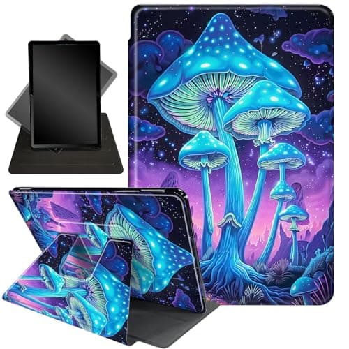 Case for 6" All-New Kindle (11th Generation, 2022 Release),360 Degree Rotating Stand Smart Protective Cover Case,ONLY Fit 6 inch Basic Kindle 11th Generation 2022 Release,Purple Mushrooms