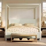 Merax King Size Wood Canopy Bed with Headboard and Slats, Beige