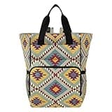Nesatuwa Southwestern Navajo Tribal Diaper Bag Backpack Waterproof Large Capacity Multifunctional Diaper Bags with Insulated Pockets and Stroller Straps Travel Backpack for Baby Girl/Boy