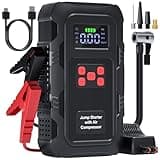 HPBS 5000A Jump Starter with Air Compressor, Portable Car Battery Jump Starter with 150 PSI Tire Inflator for Up to 10.0L Gas and 8.0L Diesel Engines, 12V Jump Box Battery Charger Booster(Red)