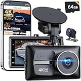 Pahaa X18 4K Dual Dash Cam Front and Rear, Free 64GB Card Support 256G Max, 5.8G WiFi - up to 20MB/s Fastest Download Speed with App, 4K 2160P/FHD Dash Camera, 3" IPS, G-Sensor,24H Parking Mode