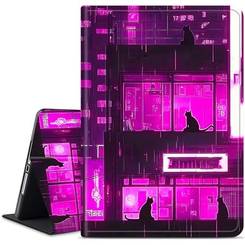 Dikoer for Samsung Galaxy Tab S5e 10.5 Inch 2019 (SM-T720/T725/T727) Tablet Case, Multiple Viewing Angles & Kickstand Back Case Drop Protection Smart Cover, Purple Lamp Black Cat