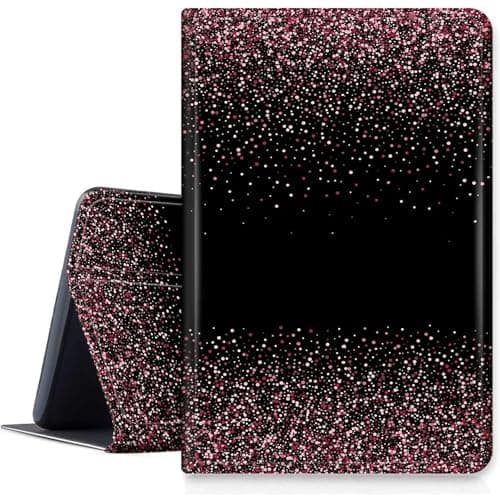 DIGTIALLL Case for Amazon Kindle Fire Max 11 Case (13th Generation, 2023 Release) 11" PU Leather Smart Protective Cover with Auto Sleep/Wake,Pink Black Glitter