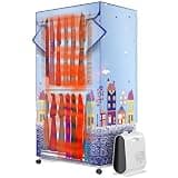 Electric Clothes Drying Rack, Foldable 2-Tier Portable Air Dryer, Rolling Clothes Drying Frame for Home Use, 60 Inch Wardrobe Drying Solution