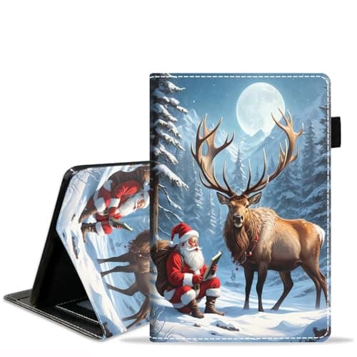 FQTBCEARI Case for Amazon Fire Max 11 Tablet (11 Inch, 13th Generation, 2023 Release), Slim PU Leather Cover with Card Slot & Auto Wake/Sleep, Santa Claus and Elk