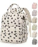 Pritent Large Capacity Diaper Bag Backpack for Mom – Lightweight Maternity Nappy Bag with Insulated Pockets, Stroller Straps & Travel Essentials for Baby Girl Boy, Black Flower