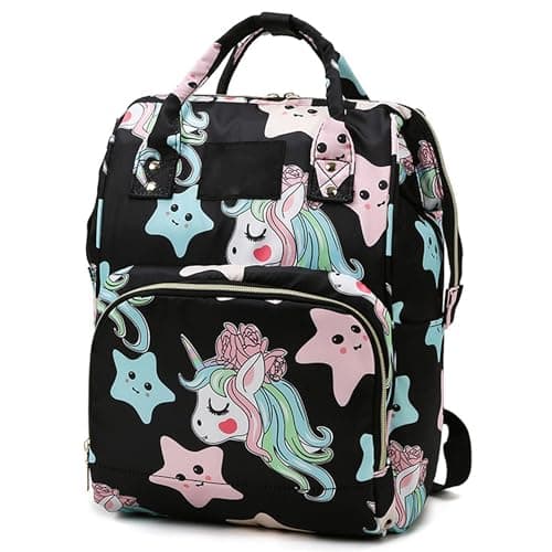 BabyMoon Mother Diaper Bag Lightweight Multifunctional Travel Unisex Diaper Backpack, Black Star, L, Modern