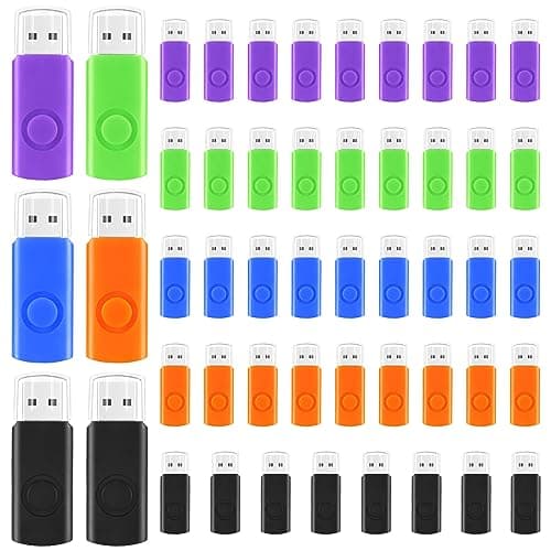 Kanayu 50 Pcs Flash Drive Bulk 2GB USB 2.0 Thumb Drives Small Jump Zip Drive Portable Fast Memory USB Stick for Laptop Tablet PC TV Car Audio for External Data Storage and Backup, 5 Colors