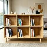 NYLSOFAX 6 Cube Wood Bookcase with Legs Open Storage Shelf for Home Office