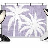 Purple Tropical Tree Backdrop 10x8ft Summer Coastal Palm Trees Photography Backdrop Fabric Photoshoot Background Tapestry Banner for Birthday Baby Shower Decoration Party Video Photo Studio Props