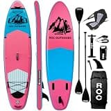 Roc Inflatable Stand Up Paddle Board 10' 6" with Premium SUP Paddle Board Accessories, Wide Stable Design, Non-Slip Comfort Deck for Youth & Adults (Pink W/Kayak Seat)