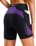 Bikewa Women's Bike Shorts 4D Gel Padded with Pockets Road Cycling Biking Bicycle Shorts for Women(Black/Purple,L)