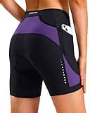 Bikewa Women's Bike Shorts 4D Gel Padded with Pockets Road Cycling Biking Bicycle Shorts for Women(Black/Purple,L)