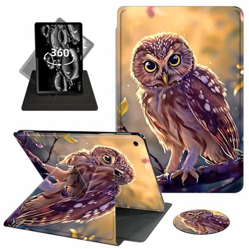 ACWDMKH for iPad 9th Generation Case,for iPad Case 8th/7th Generation (2021/2020/2019),360 Degree Rotating Swivel Leather Flip Folio with Auto Wake/Sleep Case for iPad10.2,Cute Owl Purple