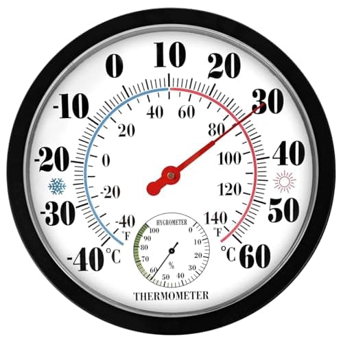 Hygrometer Thermometer, 10 Inch Easy to Read Precise Indoor Outdoor Thermometer for Home, Greenhouse, Garden