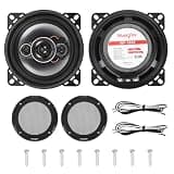 Rebower 1Pair 4" Car Coaxial Audio Speakers,5-Way Full Range Stereo, 250W Max, 4Ohm, Universal Coaxial Speaker with Grille and Mount Accessories for Car Door, High-End Auto Audio System