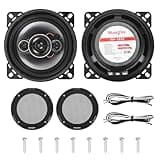 Rebower 1Pair 4" Car Coaxial Audio Speakers,5-Way Full Range Stereo, 250W Max, 4Ohm, Universal Coaxial Speaker with Grille and Mount Accessories for Car Door, High-End Auto Audio System