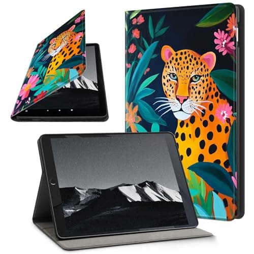 YICKLMNP Case for Samsung Galaxy Tab S10 Ultra/S9 Ultra/S8 Ultra 14.6 Inch - Auto Wake/Sleep PU Leather Stand Cover,Multi-Angle Viewing,Leopard Green Leaves