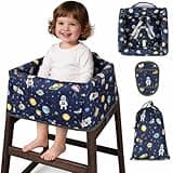 Vahlbeste Baby High Chair Cover Restaurant with Strap Pads & 3-Point Harness, Machine Washable, Waterproof Portable Highchair Covers for Eating, Travel, Home Use (Blue-Space)