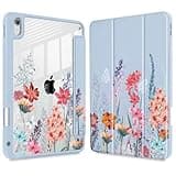 May Chen for iPad (A16) 11th Generation Case 11 Inch 2025, iPad 10th Gen Case 2022 10.9 inch, Built-in Pencil Holder with Shockproof Cover Clear Back Shell Auto Wake/Sleep, Floral