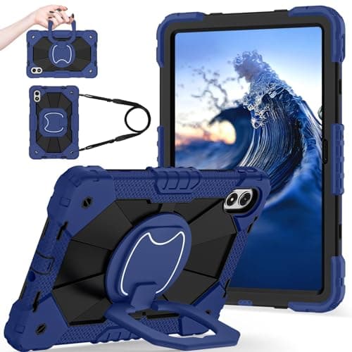 Case for Xiaomi Redmi Pad 2 Pro 12.1 Inch 2025 Model Rugged Shockproof Cover,Protective Case W 360 Swivel Kickstand+Hand Strap+Shoulder Strap(Navy Blue)