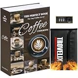 Book Safe with Combination Lock, Hidden Safe (9.5 x 6.2 x 2.2 Inch) with Fireproof Bag, Secret Diversion Safe, Hollow Book Box Hidden Storage, Money Safe Box for Cash (COFFEE)