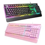 TECKNET Wired Gaming Keyboard (Black & Pink) - 2pcs