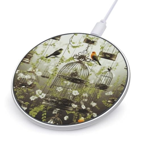 Birdcages and Birds Wireless Charger Portable 10W Fast Wireless Charging Pad Compatible with Phone Ultra-Thin Charging Station Lightweight Charger Mat for Travel Home Office Desk