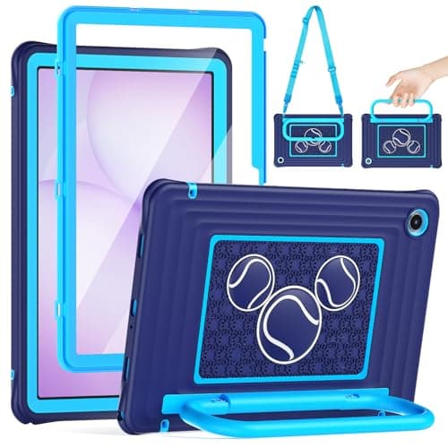 HXCASEAC Case for Galaxy Tab A11+ / A9+ Plus 11 inch, Cute & Durable with Screen Protector, Handle Stand, Shoulder Strap, Drop Proof Samsung A11+ Plus Tablet Case 5G for Kids, Boys — Navy