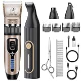 Gooad Dog Clippers for Grooming for Heavy Thick Hair&Coats,Low Noise Hair Trimmer,Rechargeable Cordless Pet Shaver, Dog Grooming Kit with Paw Trimmer Nail Grinder for Small Large Dogs