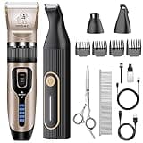 Gooad Dog Clippers for Grooming for Heavy Thick Hair&Coats,Low Noise Hair Trimmer,Rechargeable Cordless Pet Shaver, Dog Grooming Kit with Paw Trimmer Nail Grinder for Small Large Dogs