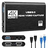 Capture Card Nintendo Switch, 4K HDMI Video Capture Card, 1080P 60FPS, HDMI to USB 3.0 Capture Card for Streaming Work with Camera/Xbox/PS4/PS5/PC/OBS