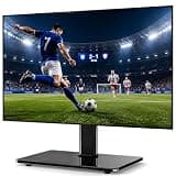 5Rcom Universal Swivel TV Stand for 27-60 inch Curved/Flat Screen TVs, Table Top TV Base Replacement Holds up to 88 lbs, Height Adjustable TV Stand Mount with Tempered Glass Base, MAX VESA 400x400mm