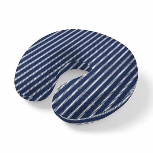 ZFUNCING Travel Pillows U-Shaped Neck Pillow Navy Blue Stripe Ergonomic Memory Foam Pillow Head Cushion,Minimalist Geometric Soft Portable Neck Pillows for Office Airplane Car Train