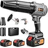 Leaf Blower Cordless, Powerful Snow Blower with 2 Batteries & Charger, Car Dryer Air Blower, Lightweight Handheld Leafs Blower for Patio Yard Driveway Debris Outdoor Cleaner Garden Tool Lawn Care