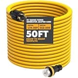 Tellegloww 50FT NEMA L14-30P to SS2-50R RV Marine Power Generator Adapter Cord, 30A 4 Prong Locking Generator L14-30P Male to 50A Marine Shore Power SS2-50R Female with Locking Ring 125V/250V
