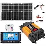 4000W/6000W Solar Inverter Kit 12V DC to 110V 220V AC with 18W Solar Panel 30A Controller for Home RV Off Grid Power System Generator