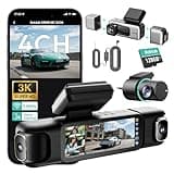 BOTSLAB 3K 4 Channel Dash Cam with Hardwire Kit, 24/7 Parking Mode, 360°All-Sides View, Front and Rear Inside Car Camera, 3.18”Touch Screen,Night Vision Voice Control,Free 128GB Card 5.8GHz WiFi & GPS
