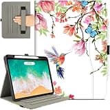 for iPad Air 13-inch Case (M4/M3/M2), Case for iPad Pro 12.9 inch 6th/5th/4th/3rd Gen with Pencil Holder Multi-Angle View Adjustable Stand Pocket/Hand Strap/Auto Wake Sleep Flowers Hummingbird