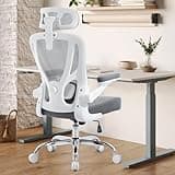 shipborne Office Chair Ergonomic Office Chair with Lumbar Support, Head Support, Rocking Function, FILP-up Armrests, Mesh High Back Chair Home Office Desk Chair, Suitable for Home, Office, Grey