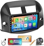 4G+64G Car Radio Stereo for Toyota RAV4 2007-2012, Wireless Carplay&Android Auto with Android 13 Support Bluetooth/Voice Control/GPS/WiFi/Back-up Camera/SWC/FM, 10 Inch IPS Touch Screen