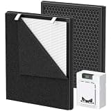 PP02 Replacement Filter Compatible with oneisall PP02 Pet Air Purifier, Double Sided Air Intake Hepa Filters for Pet fur, Dander and Odor, 2 Main Filters + 2 Carbon Pre-Filters