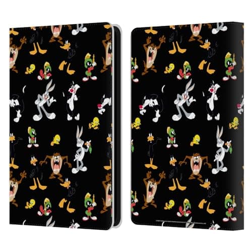 Head Case Designs Officially Licensed Looney Tunes Black Patterns Leather Wallet Case Compatible with Kindle Paperwhite 5 (2021)