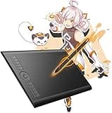 GAOMON M10K Drawing Tablet, 10x6 inch Large Graphics Tablet with Touch Ring, 8192 Levels Battery-Free Stylus, 10 Hot Keys, Art Tablet for Design, Writing, Editing, Work with Mac, Windows, Android