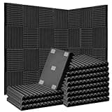 Acoustic Foam Panels for Walls, 52 Pack Sound Proof Foam Panels, 12" x 12" x 1" High Density Sound Dampening Panels for Recording Studio, Gaming Room & Home Theater (BLACK)