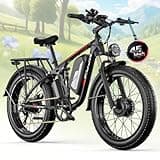 PUJH 6000W Dual Motor Ebike for Adults, 60V 20Ah Fast Electric Bike,Up to 110 Miles,24" Fat Tire Full Suspension Electric Bike for Snow Off-Road Commuter Mountain E-Bike for Men Women (Black)