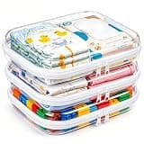 3 Pack Diaper Bag Organizer Pouches, Clear Hard Shell Zipper Cases for Travel, Makeup Bag, Toiletry Bag, Toy Storage Bins, Waterproof Storage Box for Pacifier Snacks Wipes Clothes Baby Essentials