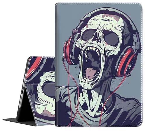 Case for iPad Pro 11 Inch (M4) 2024 (5th Gen) Released, Slim Stand Protective Smart Cover with Auto Sleep Wake Feature for iPad Pro 11 Inch 2024, Skull with Headphones