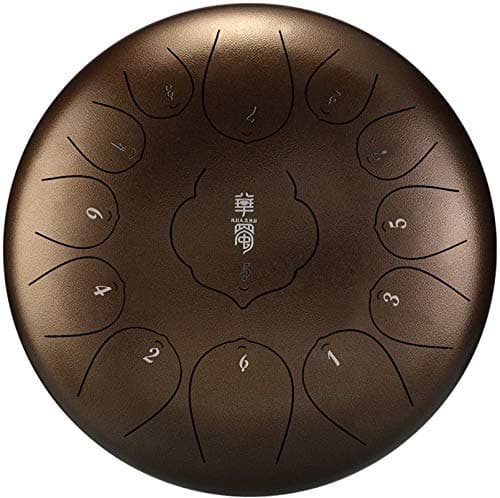 Steel Tongue Drum, Tank Drum 13 inches Steel Tongue Drum 15-Tone Percussion Instrument,Musical Education Concert Mind Healing Yoga Meditationm with Drum Bag and Drumsticks-Bronze13 for Decompression,